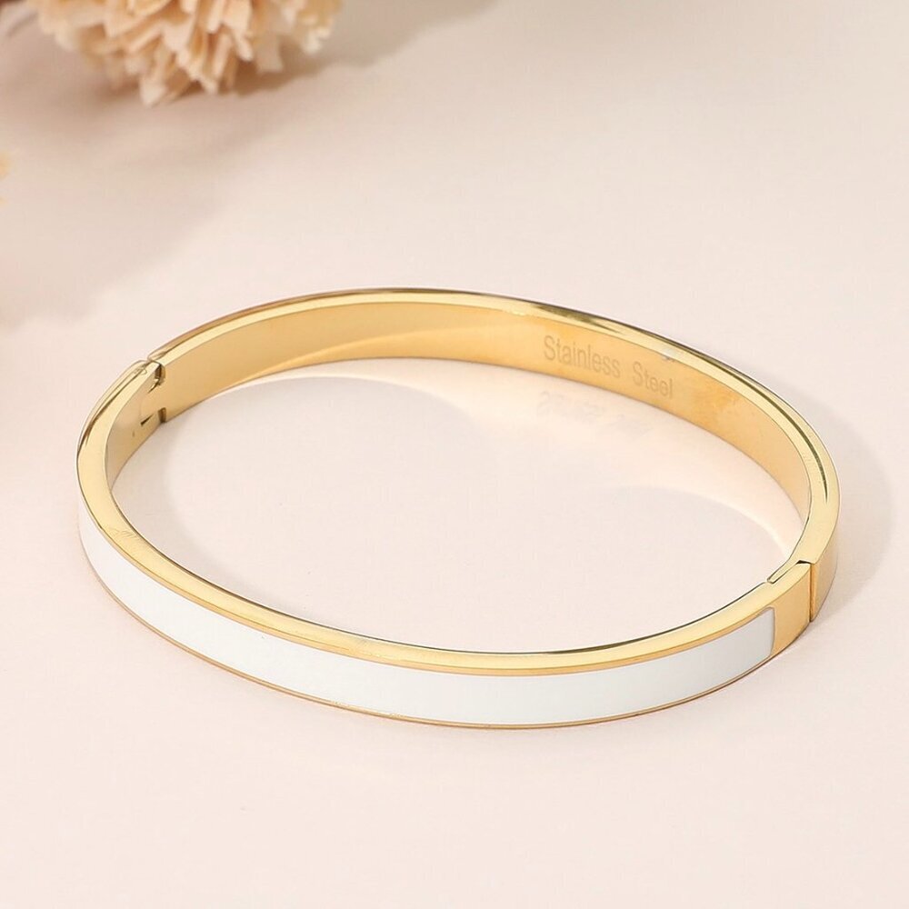 STAINLESS STEEL WHITE BANGLE BRACELET